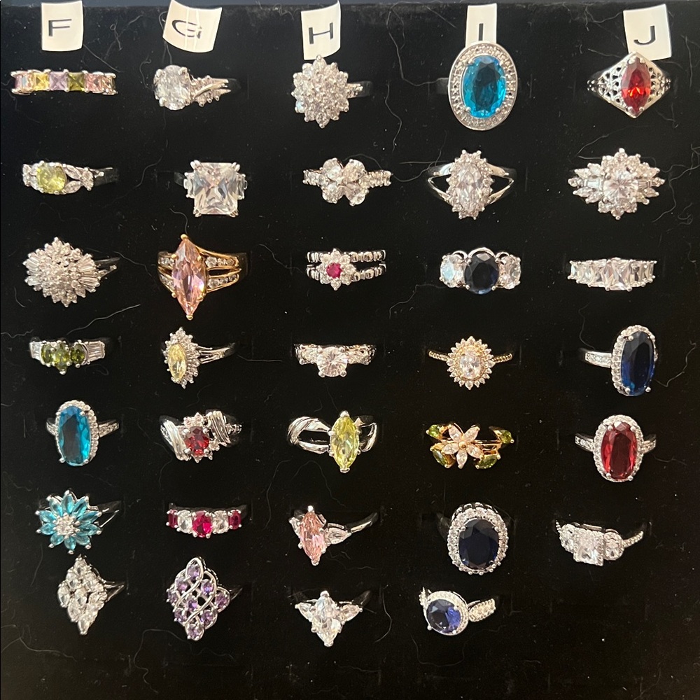 Rhodium or Gold Plated QVC Crystal Rings - Varied sizes 6-9